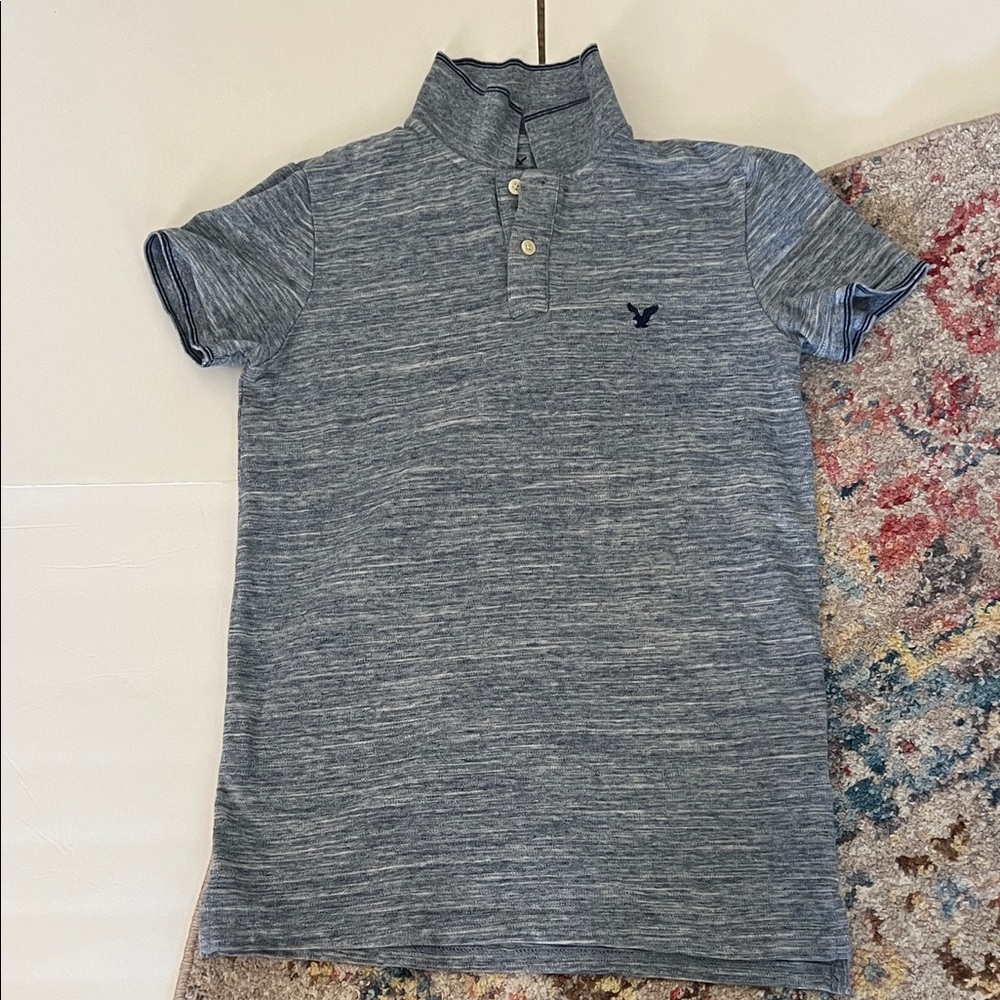 American Eagle Outfitters Heathered Navy Kids Polo